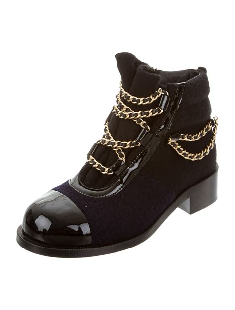 chanel blue boots|chanel ankle boots with chain.